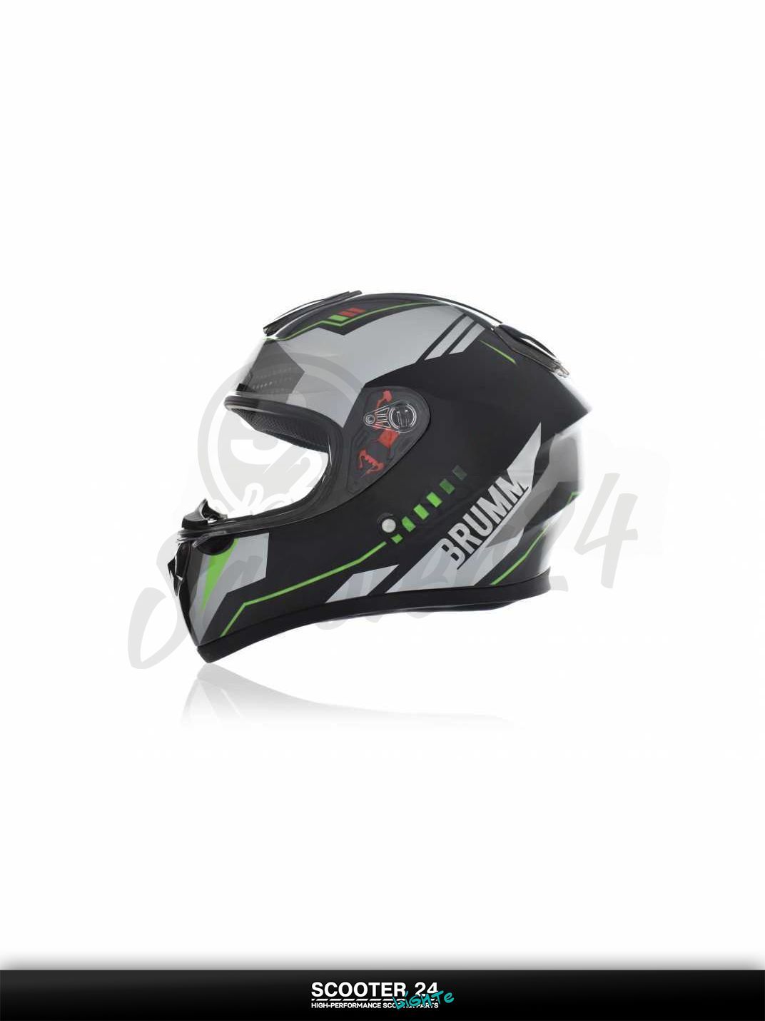 Шлем интеграл "DAVID" (#D820F черно-серо-зеленый M ABS) мото / для скутера и питбайка / универсальный