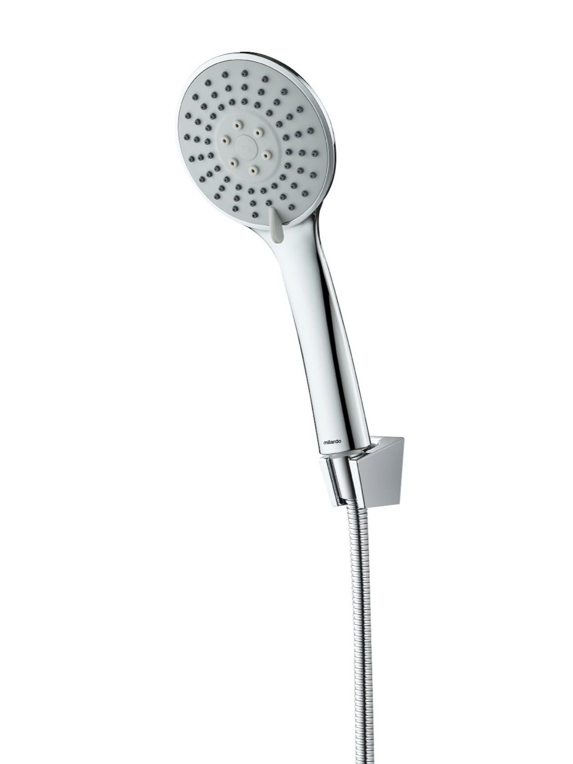 Фото товара на маркетплейсе ozon Душевой комплект (лейка 3 режима, держатель для лейки, шланг 1,5м), хром глянцевый, Milardo, Essential, 3303F10M16