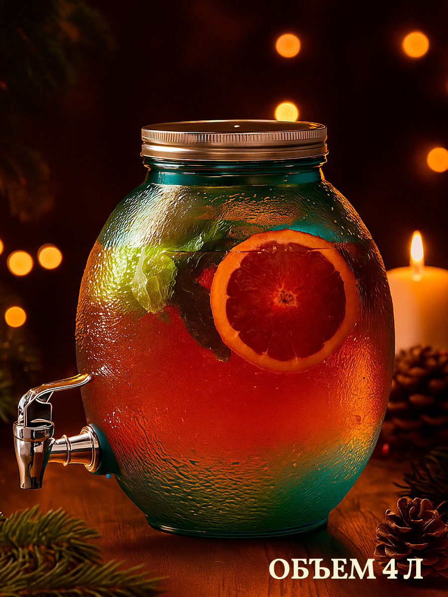 Лимонадница с краном 4 л, Доляна "Фреш"