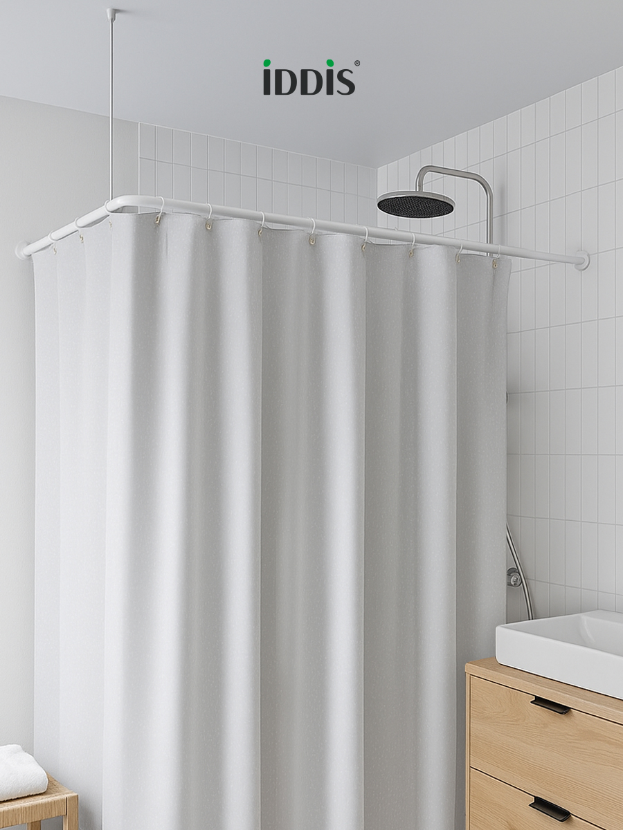 Фото товара на маркетплейсе ozon Угловой карниз для ванной IDDIS, 90-270 см, белый, 040A200i14