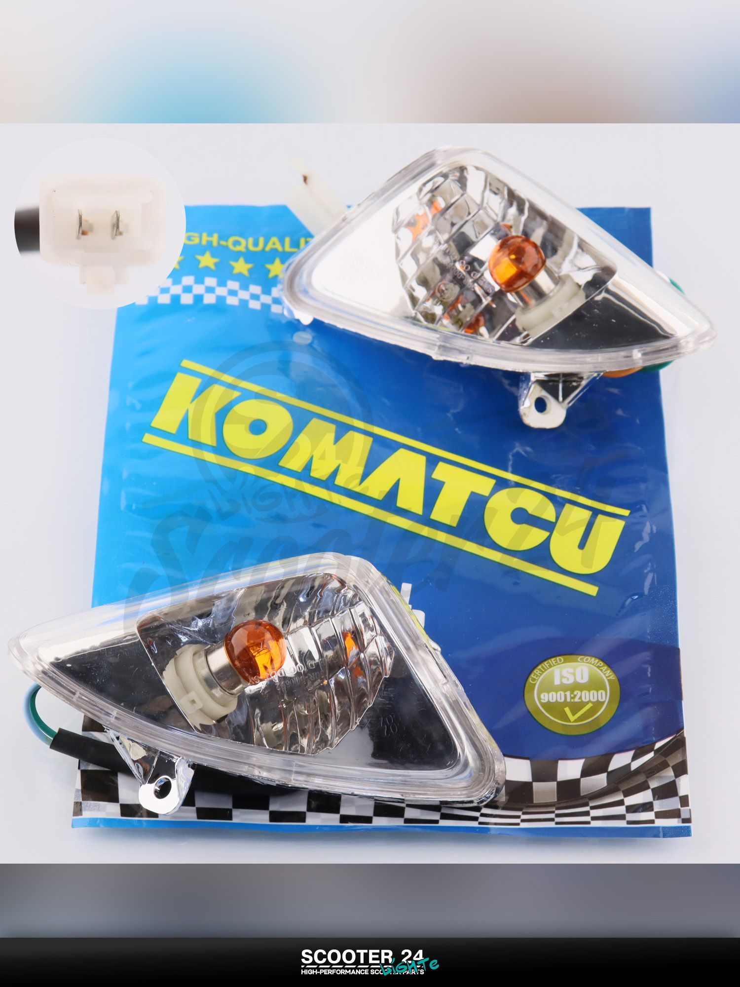 Повороты на китайский мопед и скутер Zongshen STHORM NEW (передние, пара) "KOMATCU"