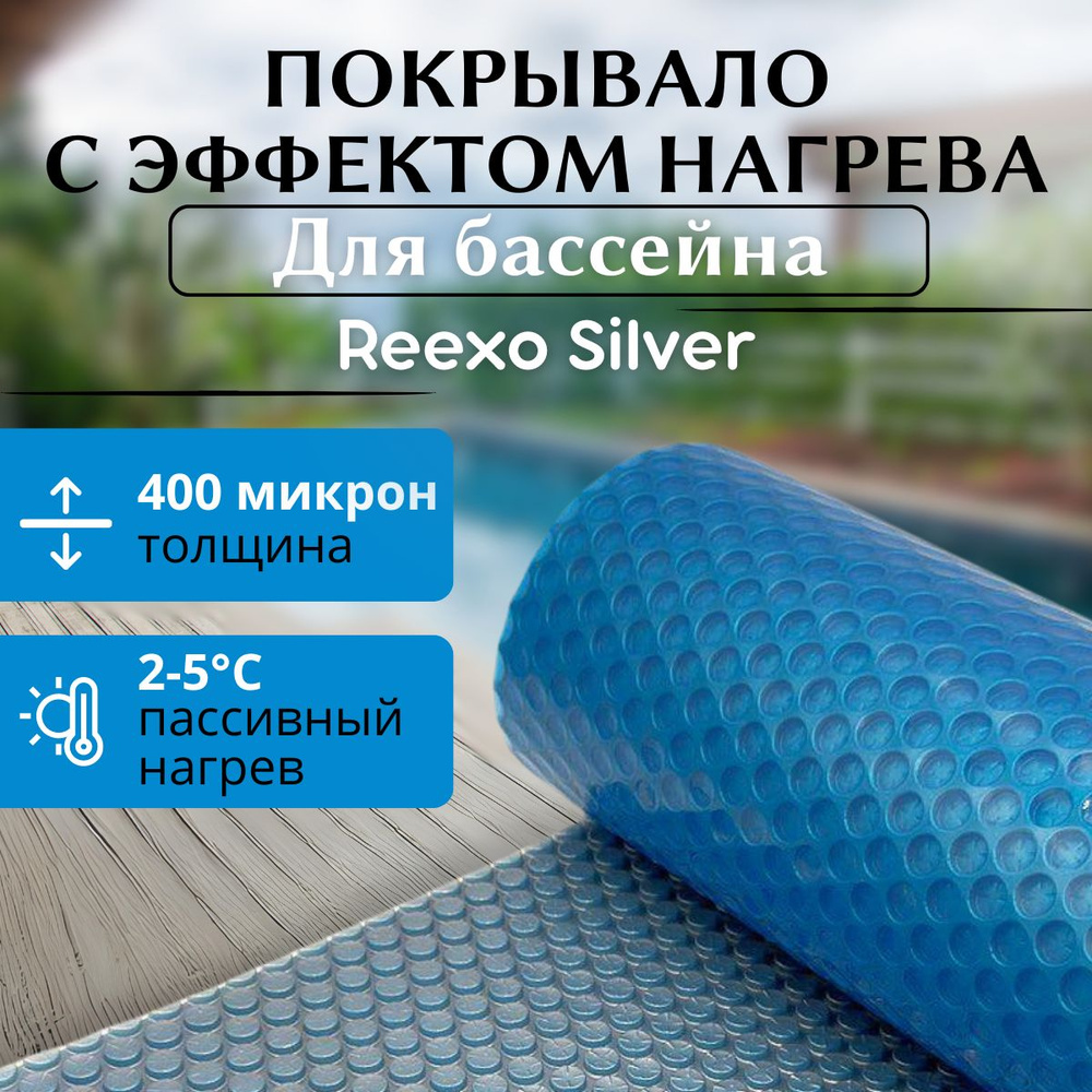 Пузырьковое покрывало Reexo Silver Cut, серебристо-голубой, 400 мкр, 7*4 м (д*ш), артикул RX-SILV-C0407л #1