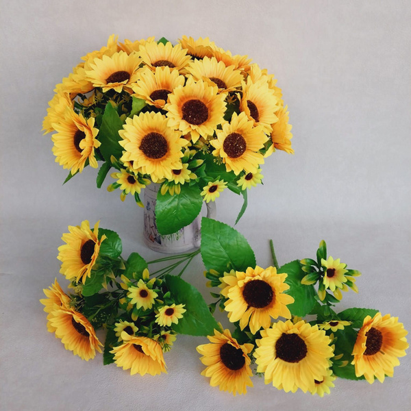 Купить Искусственные цветы подсолнухи 35 см 2 букета по выгодной цене в ...