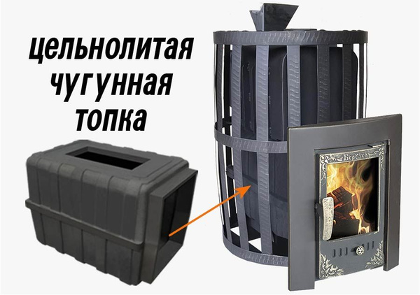 Печь чугунная для бани Воевода 20 ДТ-4 сетчатый кожух Закрытая каменка ...