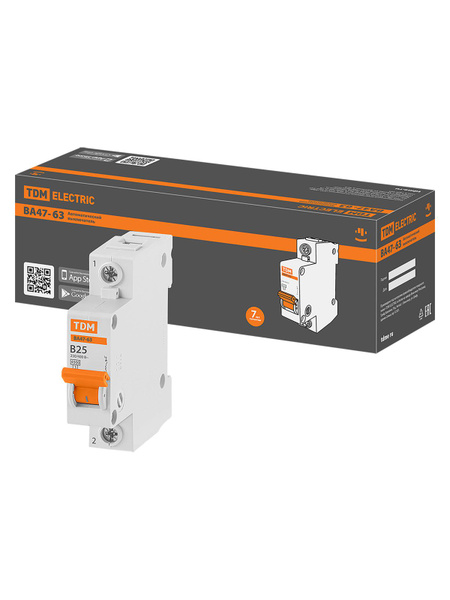Купить Автоматический выключатель ВА47-63 1Р 25А 4,5кА х-ка B, TDM ...