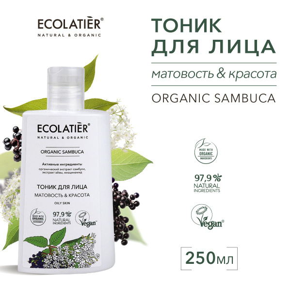 ECOLATIER / Тоник для лица Матовость и Красота, 250 мл - купить с ...