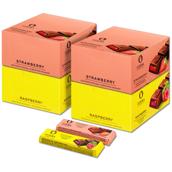 Шоколадный батончик Озера 2 вкуса: Малина, Клубника, 50 г, 80 шт ...