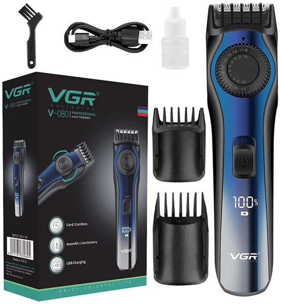 Триммер для бороды и усов VGR V-080, черный, синий купить на OZON по ...