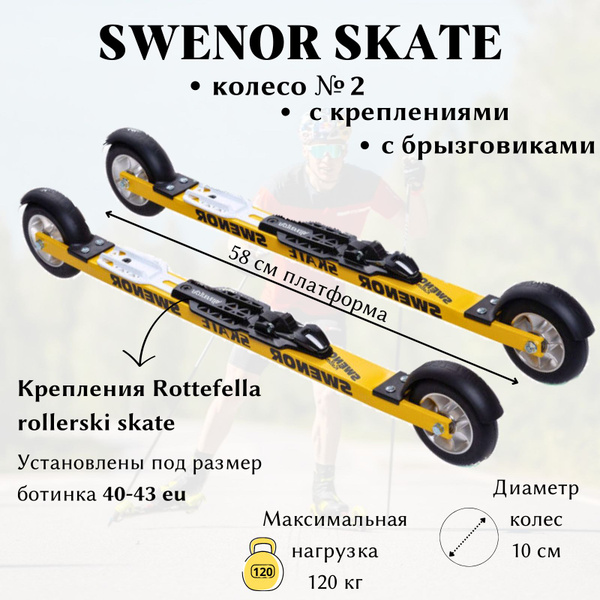 Комплект лыжероллеры SWENOR Skate №2 с креплением (40-43eu размер) и ...