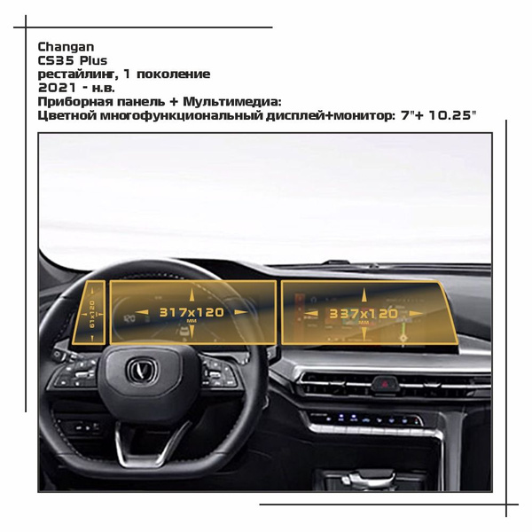Пленка статическая EXTRASHIELD для Changan CS35 Plus - Приборная панель ...