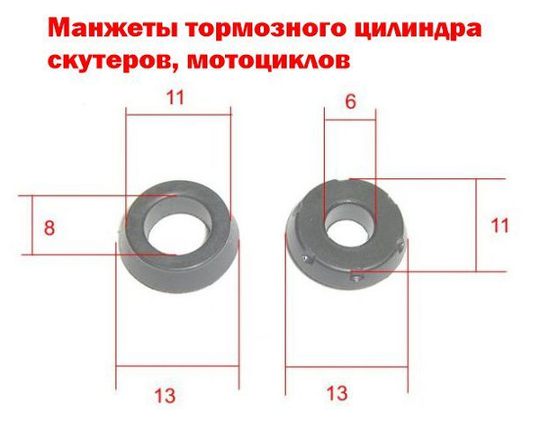 Манжеты тормозного цилиндра (машинки) мото техники под поршень 12,7 мм ...