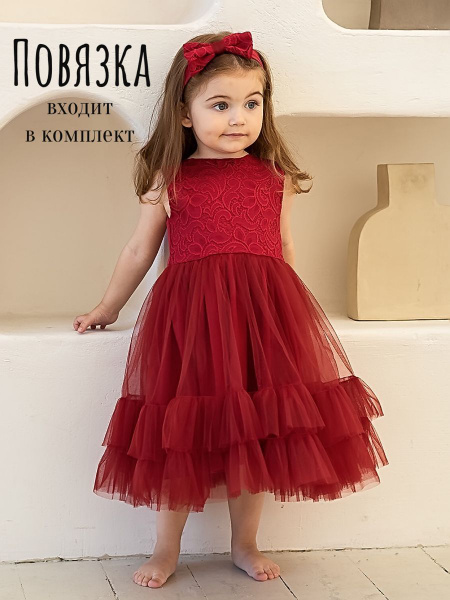 Платье нарядное для девочки с повязкой TRENDYCO Kids праздничное мятное ...
