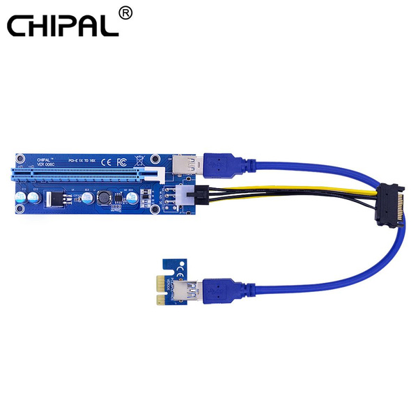 Райзер PCI-E для видеокарты CHIPAL 006C Riser PCIE удлинитель плата ...