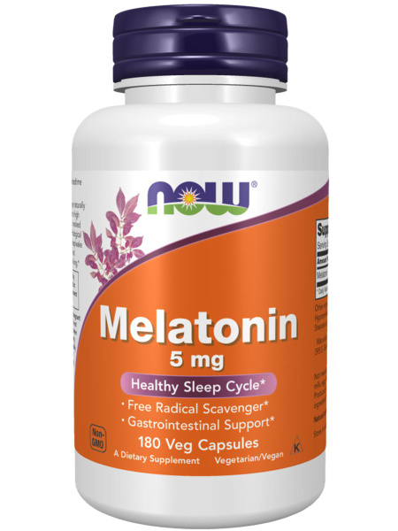 Мелатонин NOW Melatonin 5 мг, 180 капсул - улучшите качество сна и ...