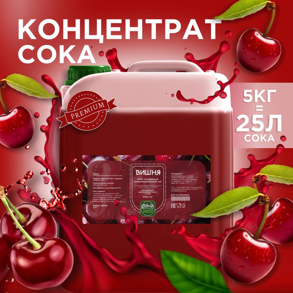 Сок концентрированный/ Концентрат сока Вишня,5 кг, Global Juice ...