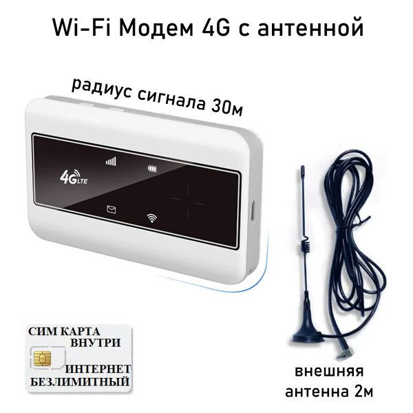 Беспроводной модем TIANJIE WI-FI модем 4G MF-904-3 с антенной в ...