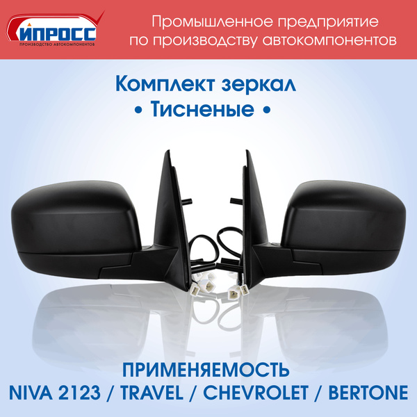 Комплект зеркал Нива Шевроле Тисненое Черное ЛЕВОЕ+ПРАВОЕ ИПРОСС ...