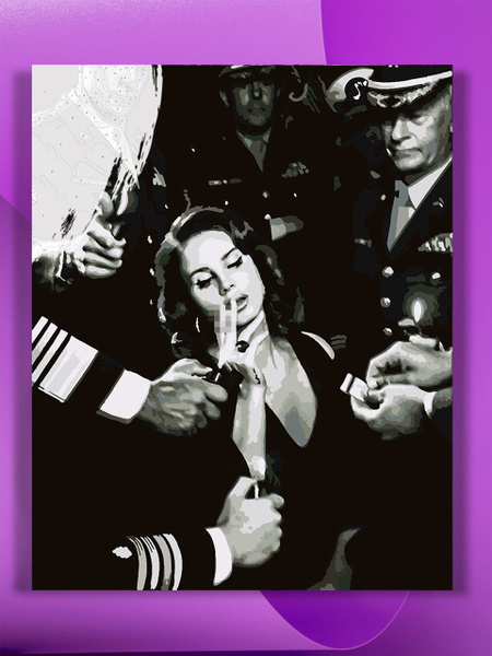 Картина по номерам на холсте Лана Дель Рей ЧБ, 40 х 50 см - купить с ...