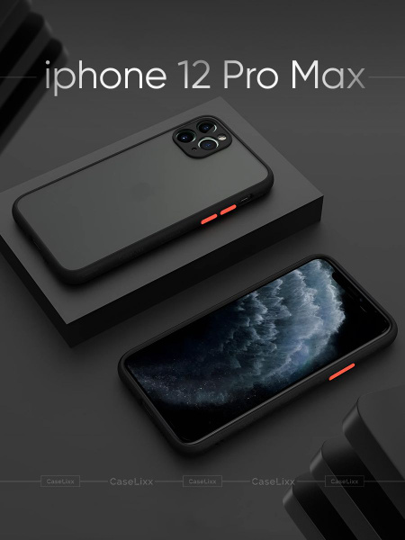 Чехол на айфон 12 Pro Max матовый, черный / Чехол на айфон 12 Pro Max ...