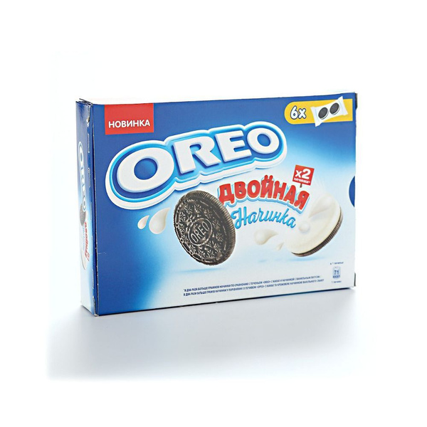Печенье Oreo (Орео) 170гр - 3 шт. с какао и двойной начинкой ваниль ...