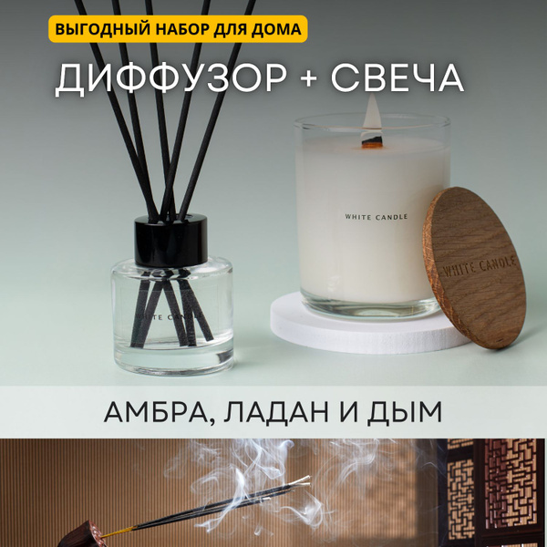 Подарочный набор с аромадиффузором, Жидкий, Амбра, Ладан, 200 мл купить ...