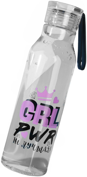 Бутылка для воды многоразовая "Grl pwr" прозрачная, объем 600 мл ...