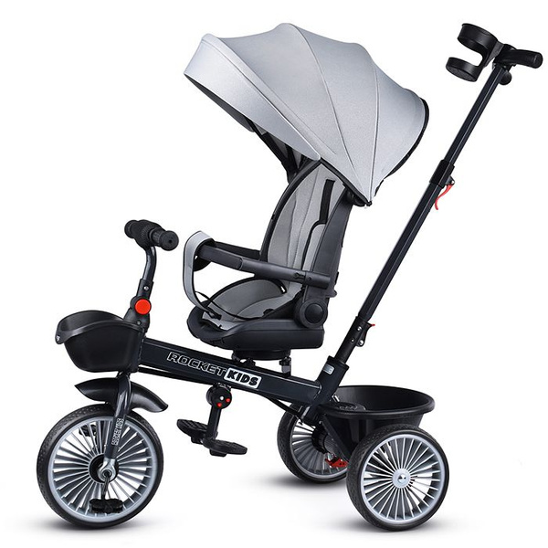 Велосипед детский, Велосипед трехколесный с родительской ручкой, серый ...