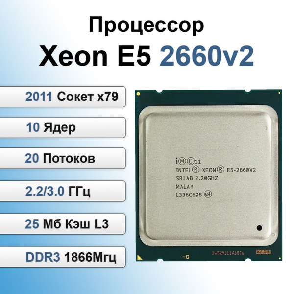 Процессор Intel 2660V2 Xeon, OEM (без кулера), 10 яд., 2.2 ГГц купить ...
