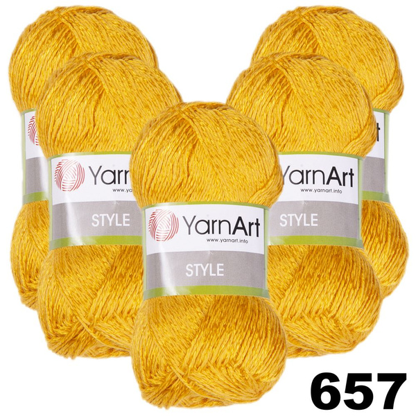 Пряжа YarnArt Style (ЯрнАрт Стайл) / цвет 657 - Жёлтый (партия 158) / 5 ...