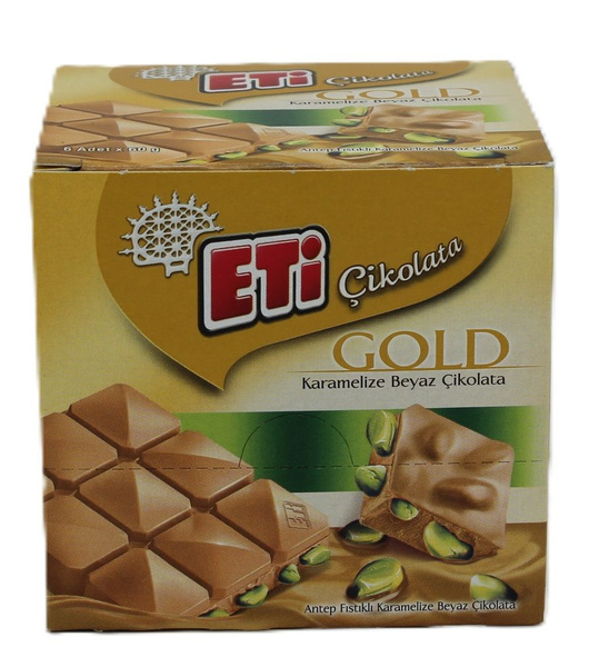 Фисташковый карамелизованный белый шоколад Eti Gold 6 шт по 60гр ...