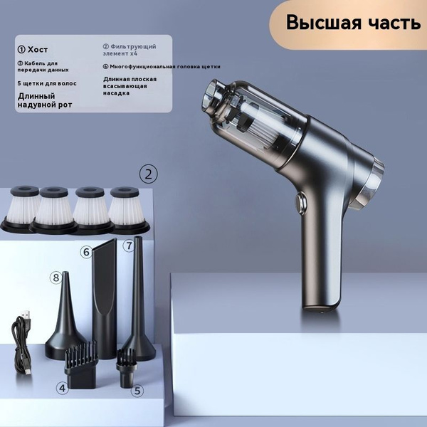 Пылесос для автомобиля,беспроводной ручной,3 насадки,4 фильтра,4 в 1 ...