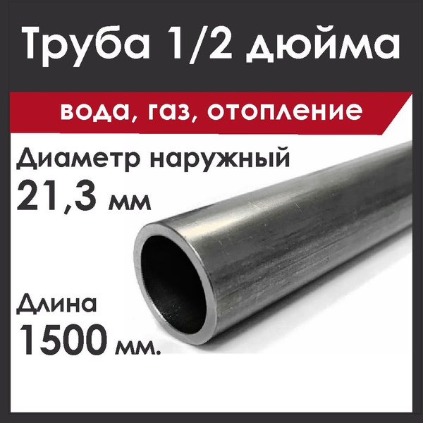 Труба 1/2 дюйма. Стальная. Вода, газ (ВГП). Длинна 1500 мм. - купить с ...