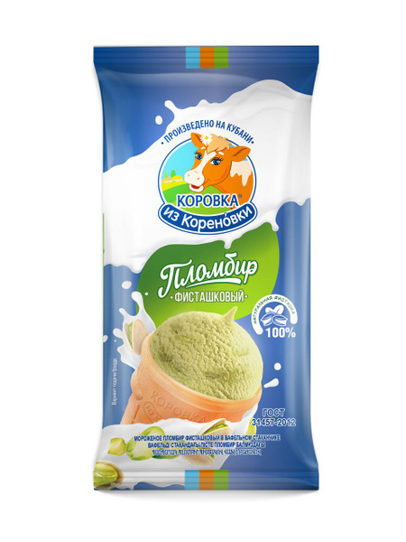 Мороженое Коровка из Кореновки Пломбир фисташковый, 80г, 4 шт. - купить ...