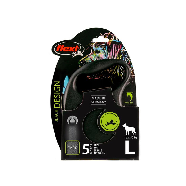 Поводок-рулетка Flexi "Флекси" Black Design L (до 50 кг) ремень, чёрный ...