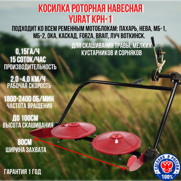 Оснастка для садовой техники Косилка роторная навесная YURAT КРН-1+ к ...