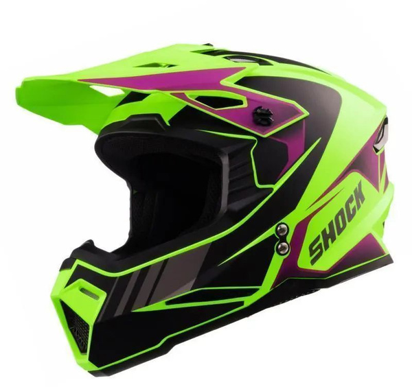 Кроссовый шлем SHOCK M1, Matt Light Green/Black Purple, размер M ...
