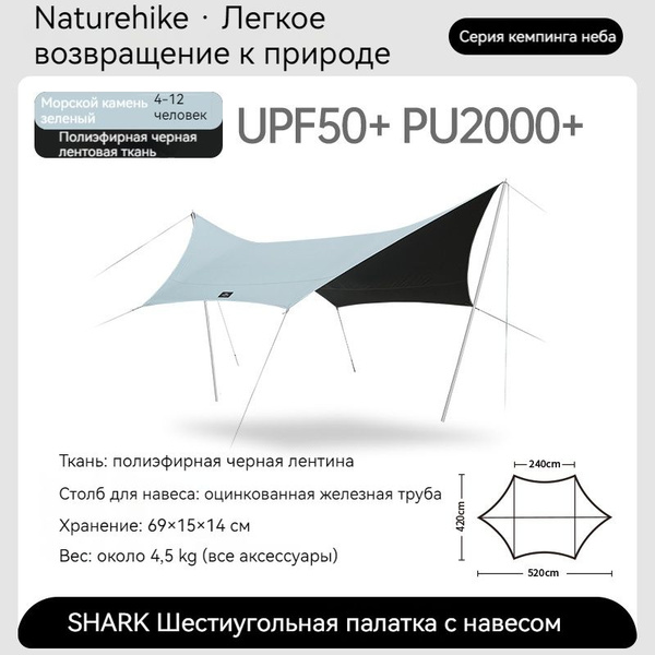 Шестиугольные маркизы, Naturehike, Тент, Водонепроницаемый ...