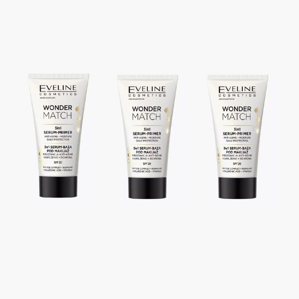 Eveline Cosmetics База-сыворотка под макияж 3в1 Wonder Match 30мл, 3 уп ...