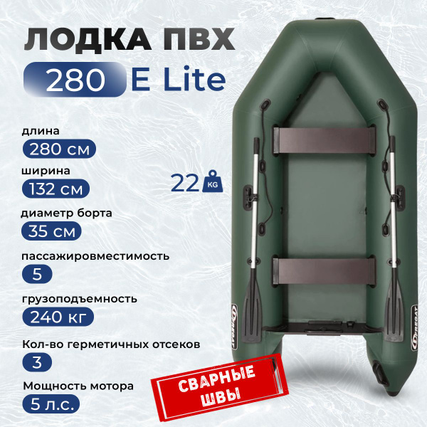 Лодка надувная ПВХ под мотор для рыбалки Фрегат 280 Е лайт, сварные швы ...