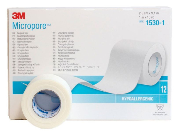 3М Micropore Пластыри гипоаллергенные фиксирующие белые Микропор 2.5 см ...