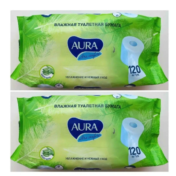 Aura Туалетная бумага влажная 120 шт - купить с доставкой по выгодным ...