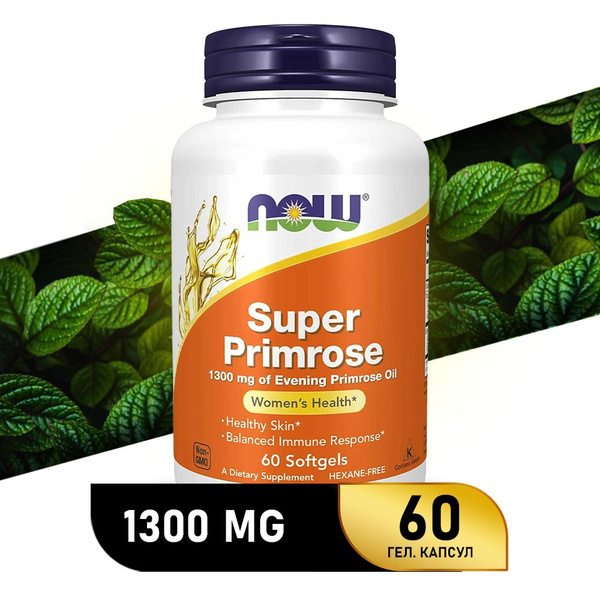 Now Super Primrose, Масло Примулы вечерней 1300 мг 60 softgel ...
