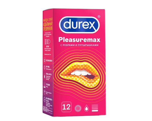Презервативы Дюрекс (Durex) Pleasuremax с ребрами/пупырышками 12 шт ...