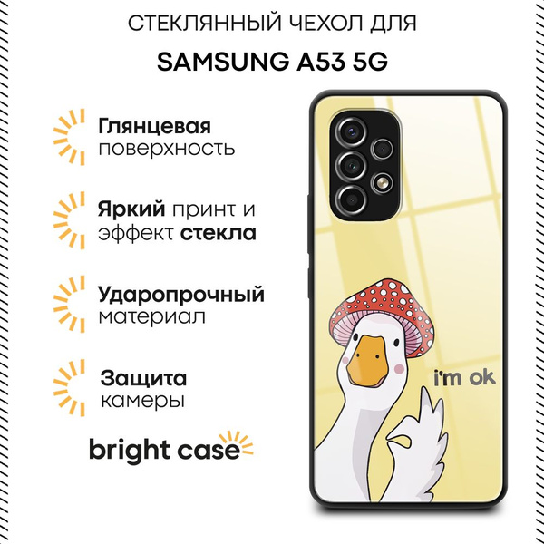 Стеклянный чехол на Самсунг А53 5G с принтом "Гусь с мухомором ...