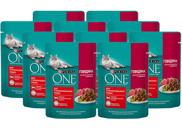 PURINA ONE для взрослых стерилизованных кошек и кастрированных котов с ...