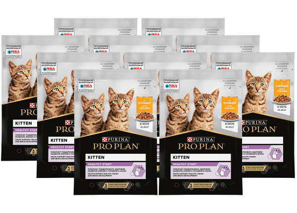 PRO PLAN HEALTHY START для котят с курицей в желе пауч (85 гр х 10 шт ...