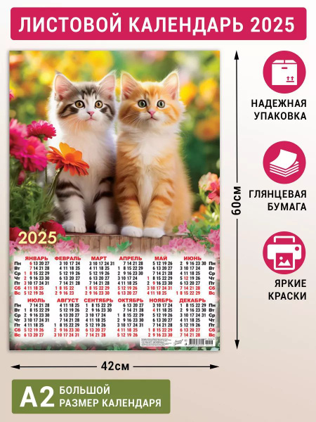 Листовой календарь 2025 плакат постер на стену - купить с доставкой по ...