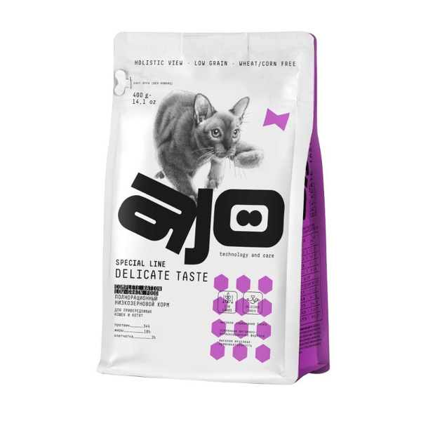 AJO Cat Delicate Taste Сухой корм для привередливых кошек и котят 10кг ...
