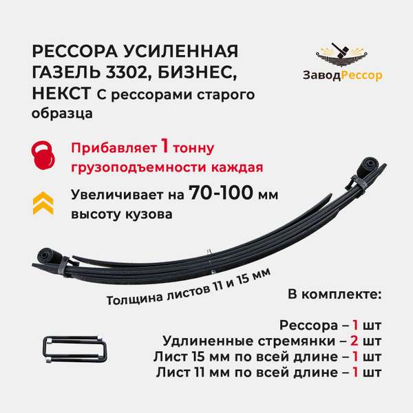 Рессора усиленная для Газели 3302, Газель Бизнес, Газель Некст - купить ...