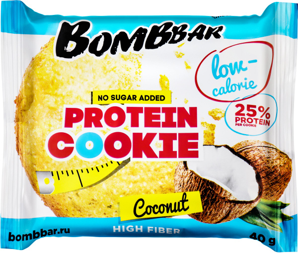 Печенье BOMBBAR Низкокалорийное протеиновое Кокос, 40г - купить с ...